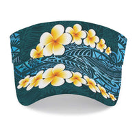 Turquosie Polynesia Sun Visor Cap Plumeria Tropical Leaves With Galaxy Polynesian Art