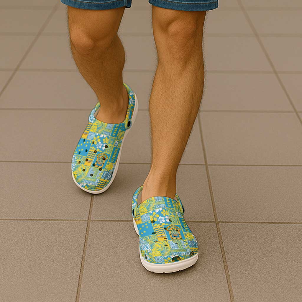 Tuvalu Manuia te Kilisimasi Clogs Shoes Pacific Patchwork Xmas Vibes - Polynesian Pride