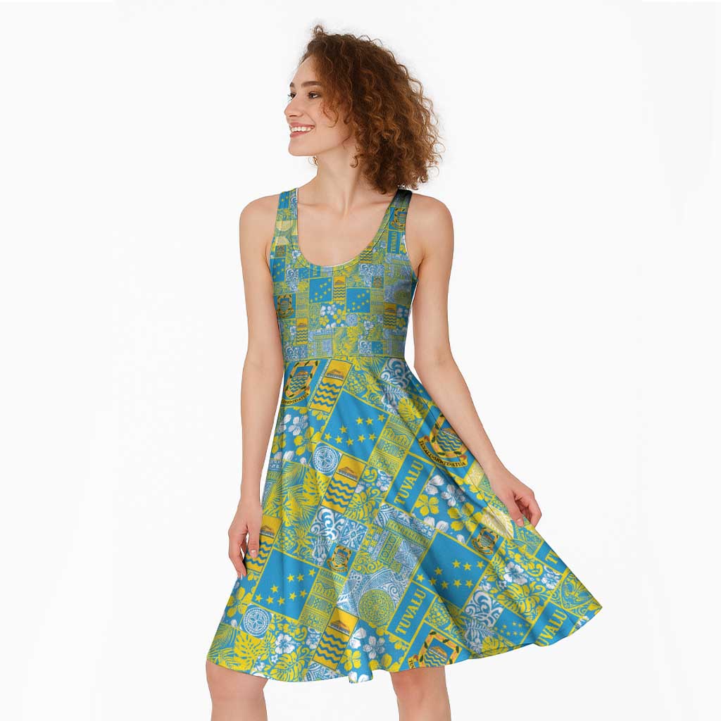 Tuvalu Manuia te Kilisimasi Midi Dress Pacific Patchwork Xmas Vibes - Polynesian Pride