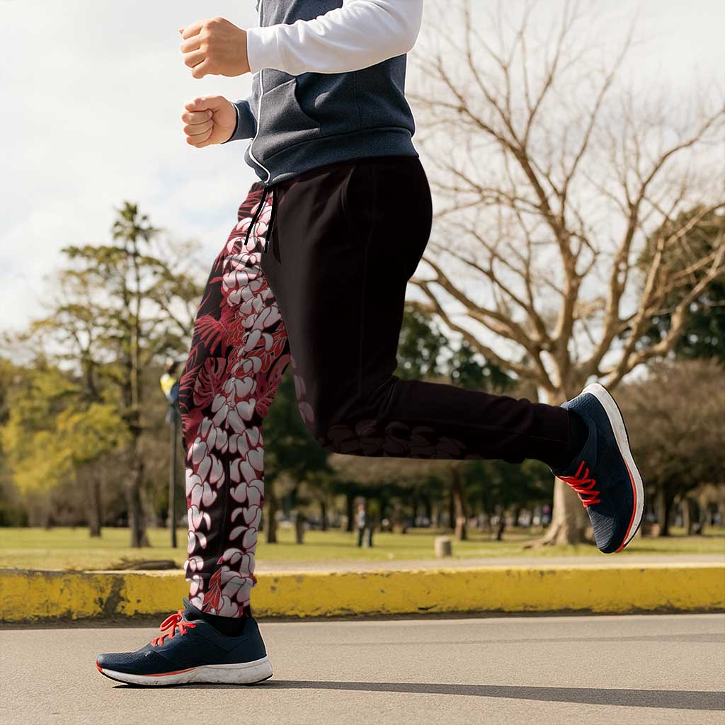 Ulaula Aloha Hawaii Lei Jogger Pants Tropical Flowers Elegant Vibe - Polynesian Pride