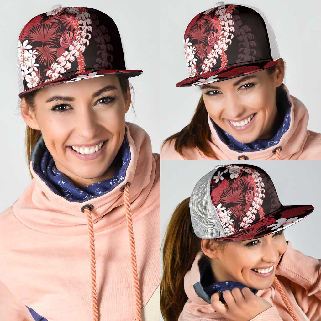Ulaula Aloha Hawaii Lei Mesh Trucker Cap Tropical Flowers Elegant Vibe - Polynesian Pride