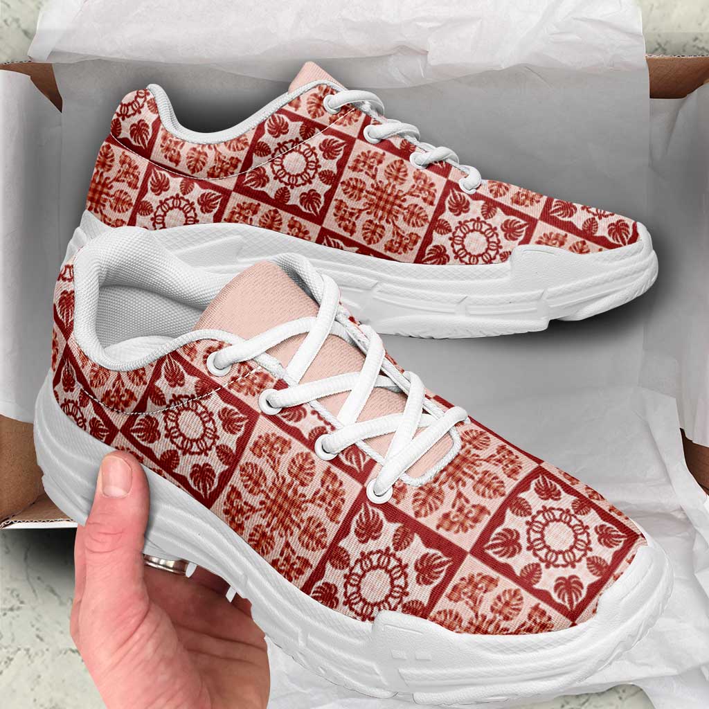 Ulaula Palaka Quilt Hawaii Chunky Sneakers Hawaiian Tropical Monstera Sea Turtle