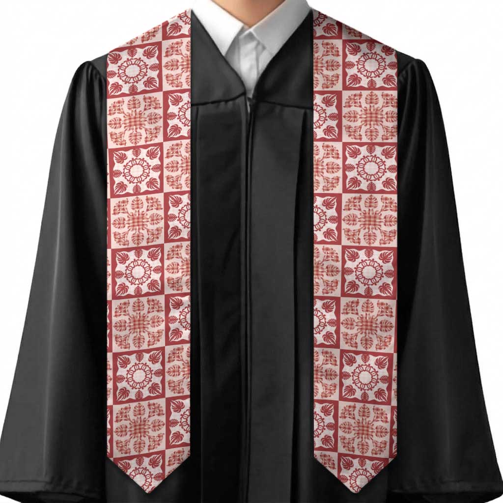 Ulaula Palaka Quilt Hawaii Graduation Stole Hawaiian Tropical Monstera Sea Turtle