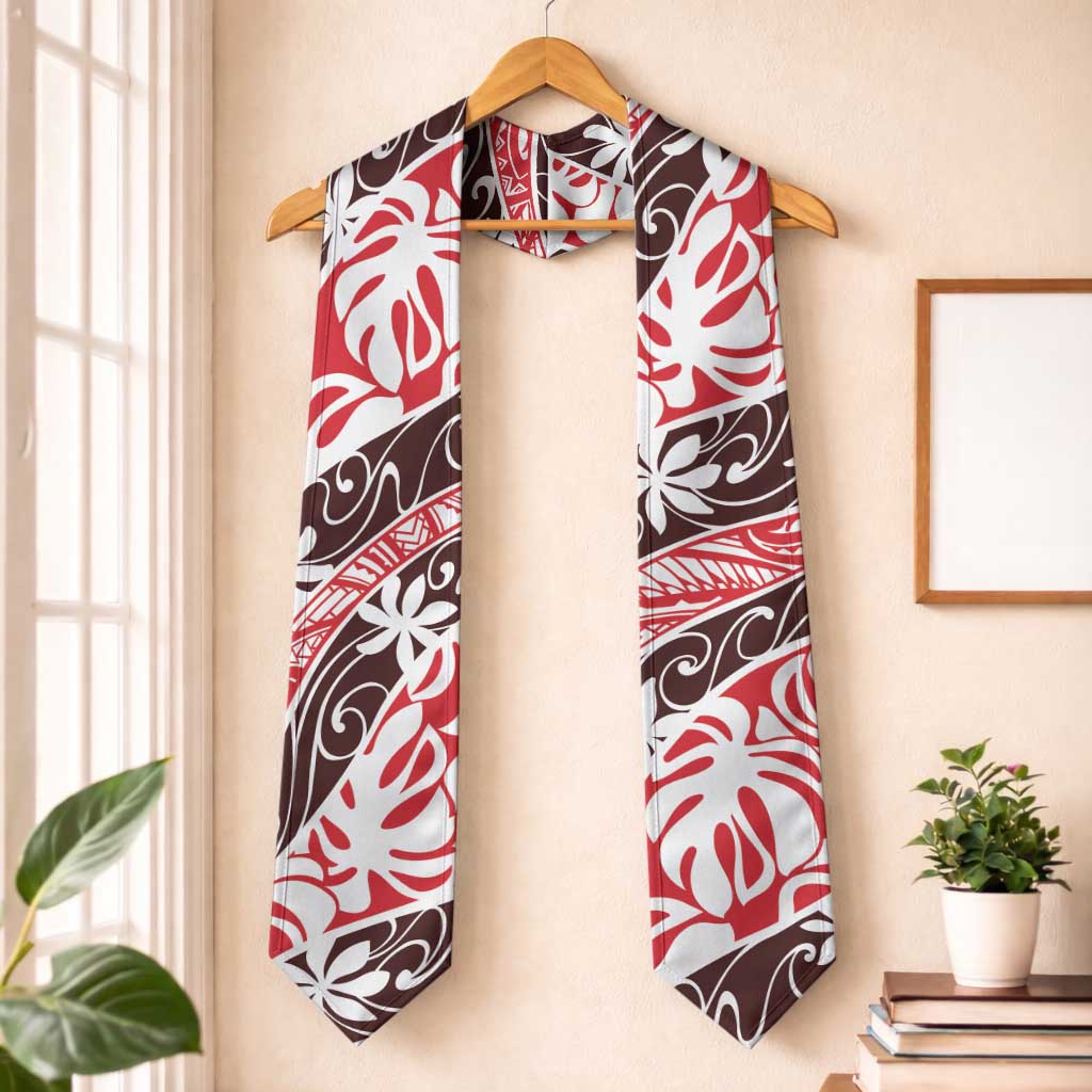 Uteute Tahiti Tiare Monstera Graduation Stole Polynesian Pattern Curve Style