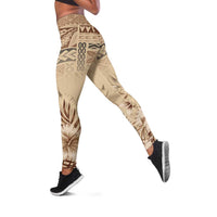 Vaiaso o le Gagana Samoa Leggings Siapo Motif Beige