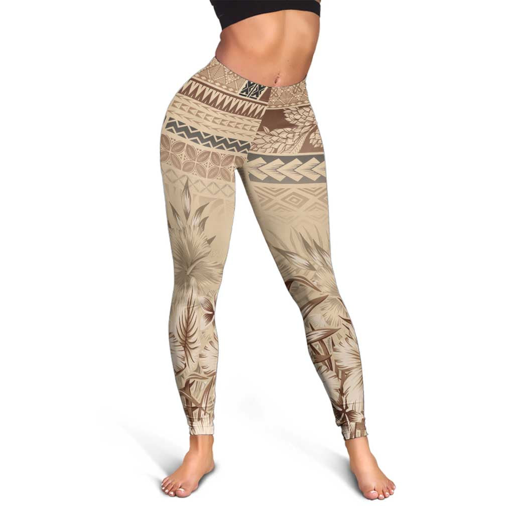Vaiaso o le Gagana Samoa Leggings Siapo Motif Beige