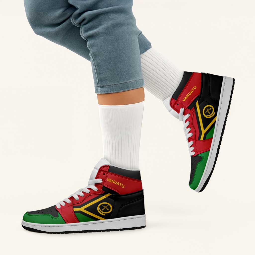 Vanuatu High Sneakers AJ1 Coat Of Arms Flag Inspired