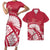 Polynesian Pride Hawaii Matching Clothes For Couples White Flower Pattern Red Bodycon Dress And Hawaii Shirt - Polynesian Pride