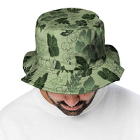 Vesuvian Green Aloha Hawaii Hibiscus Orchid Seamless Bucket Hat