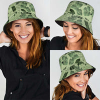 Vesuvian Green Aloha Hawaii Hibiscus Orchid Seamless Bucket Hat