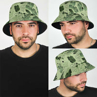 Vesuvian Green Aloha Hawaii Hibiscus Orchid Seamless Bucket Hat