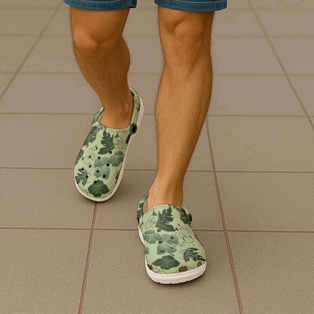 Vesuvian Green Aloha Hawaii Hibiscus Orchid Seamless Clogs Shoes