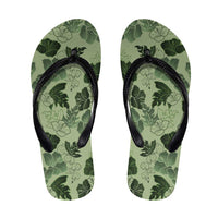 Vesuvian Green Aloha Hawaii Hibiscus Orchid Seamless Flip Flops