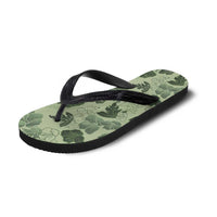 Vesuvian Green Aloha Hawaii Hibiscus Orchid Seamless Flip Flops