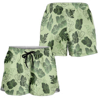 Vesuvian Green Aloha Hawaii Hibiscus Orchid Seamless Shorts for Women