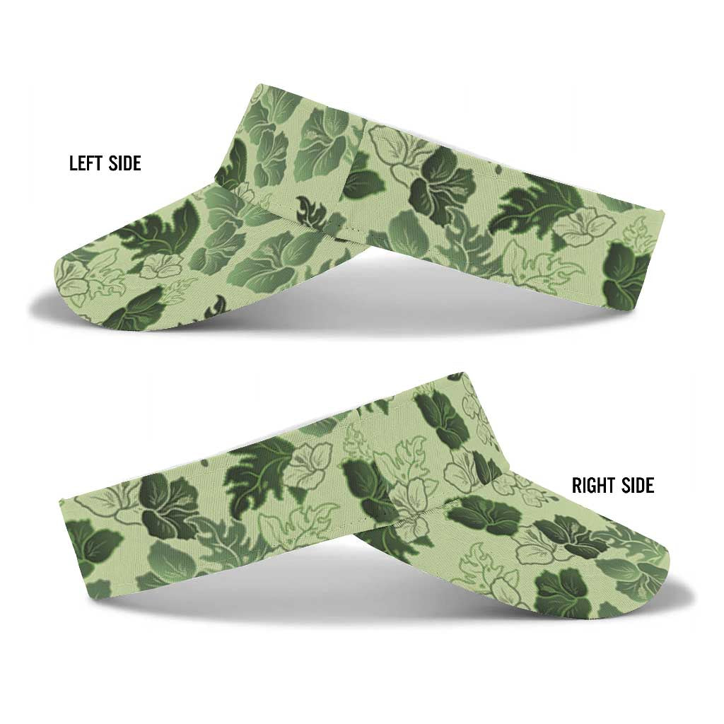 Vesuvian Green Aloha Hawaii Hibiscus Orchid Seamless Sun Visor Cap