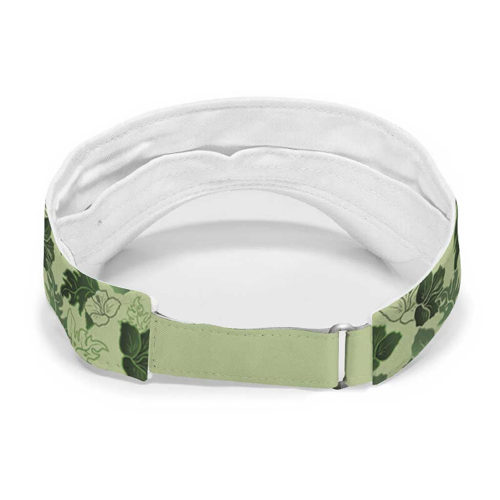 Vesuvian Green Aloha Hawaii Hibiscus Orchid Seamless Sun Visor Cap