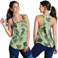 Vesuvian Green Aloha Hawaii Hibiscus Orchid Seamless Women Racerback Tank