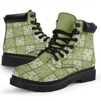 Vesuvian Green Palaka Quilt Hawaii All Season Boots Traditional Hawaii-plaid Pattern - Polynesian Pride