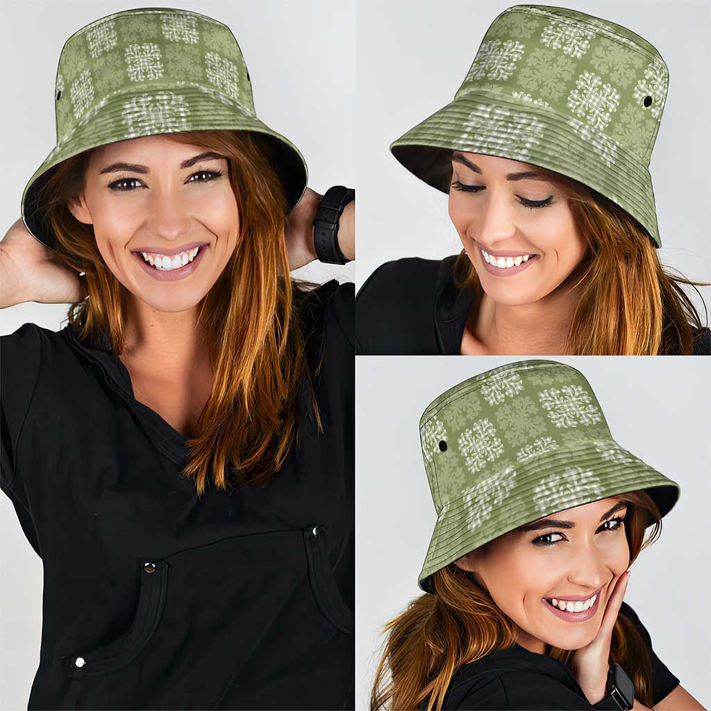 Vesuvian Green Palaka Quilt Hawaii Bucket Hat Traditional Hawaii-plaid Pattern - Polynesian Pride