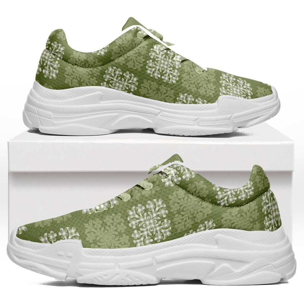 Vesuvian Green Palaka Quilt Hawaii Chunky Sneakers Traditional Hawaii-plaid Pattern - Polynesian Pride