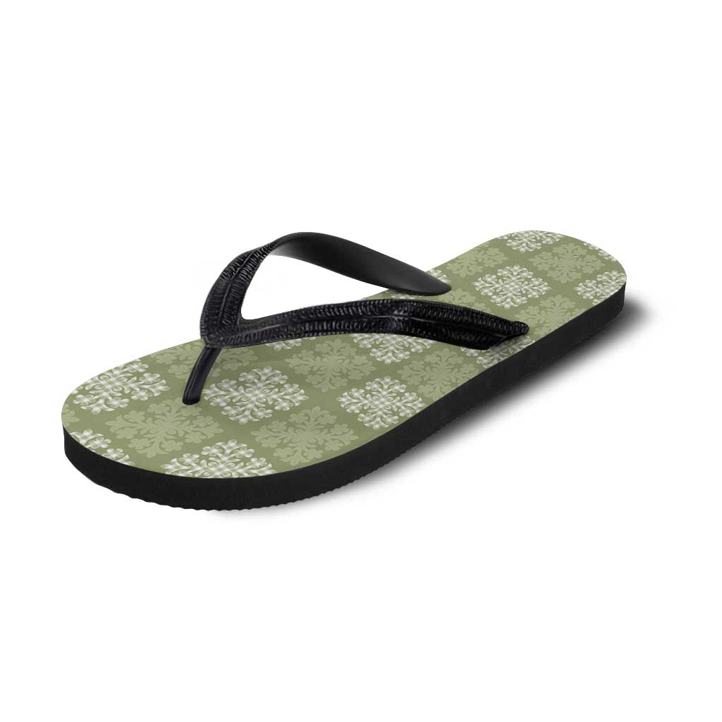 Vesuvian Green Palaka Quilt Hawaii Flip Flops Traditional Hawaii-plaid Pattern - Polynesian Pride