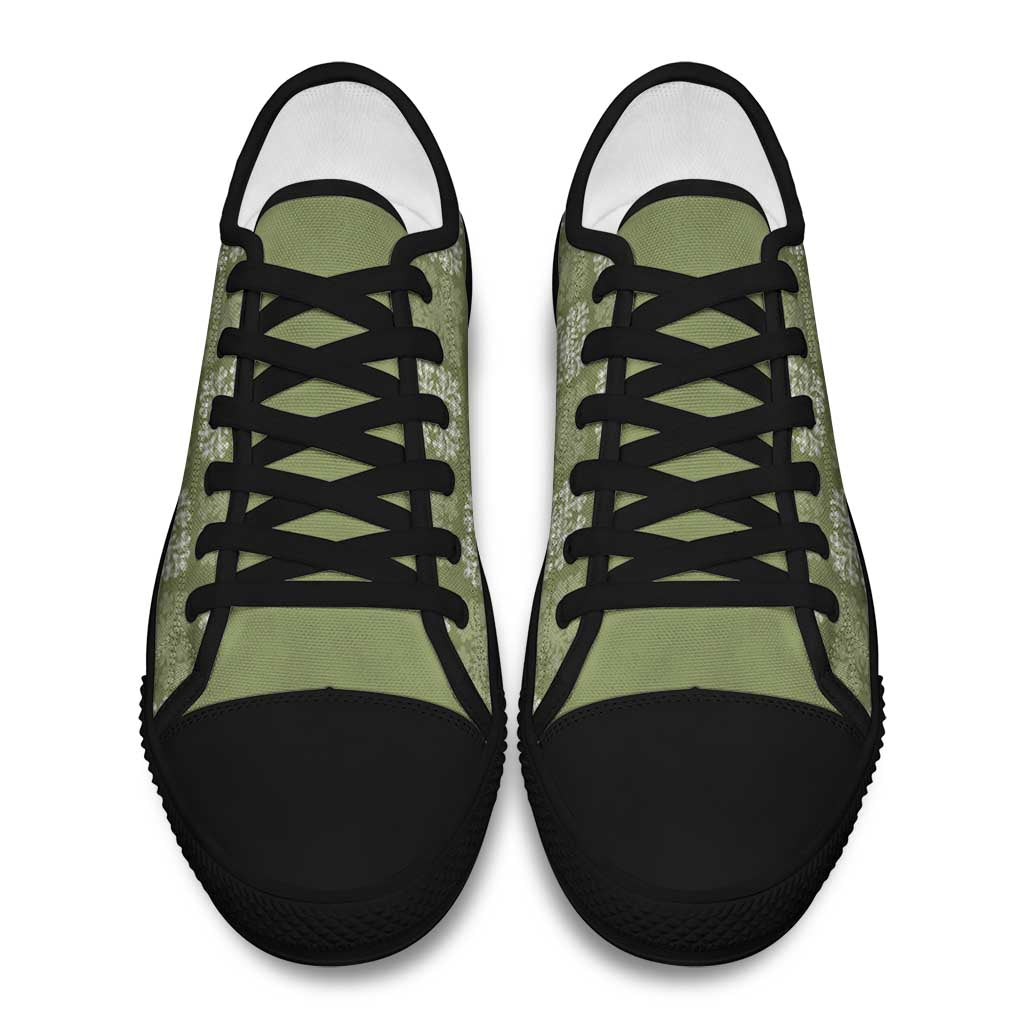 Vesuvian Green Palaka Quilt Hawaii Low Top Shoes Traditional Hawaii-plaid Pattern - Polynesian Pride