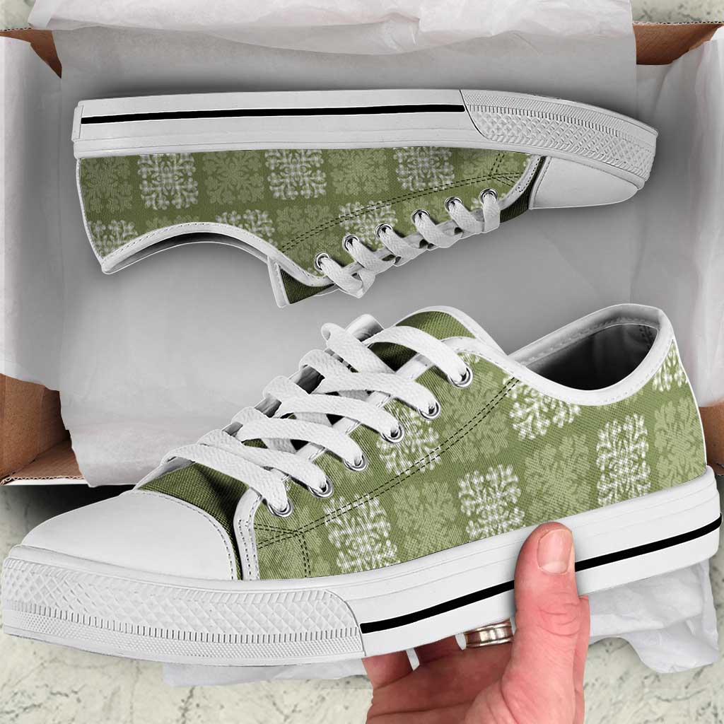 Vesuvian Green Palaka Quilt Hawaii Low Top Shoes Traditional Hawaii-plaid Pattern - Polynesian Pride