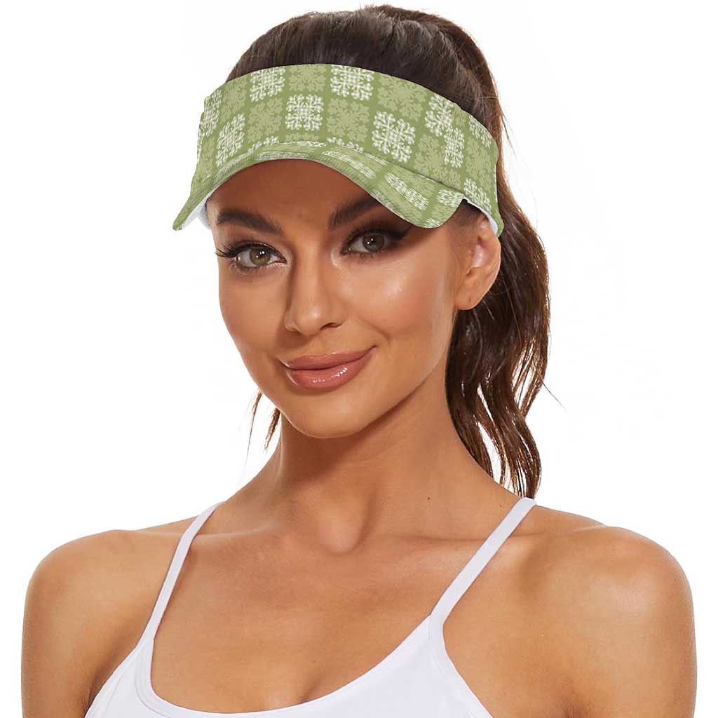 Vesuvian Green Palaka Quilt Hawaii Sun Visor Cap Traditional Hawaii-plaid Pattern