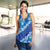 Vintage Blue Polynesia Women Racerback Tank Plumeria With Hibiscus Tropical Vibes - Polynesian Pride