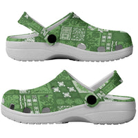 Vintage Hawaiian Quilting Patterns Clogs Shoes Green Style Tribal Fabric Patchwork - Polynesian Pride