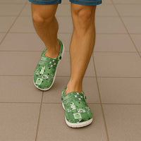 Vintage Hawaiian Quilting Patterns Clogs Shoes Green Style Tribal Fabric Patchwork - Polynesian Pride