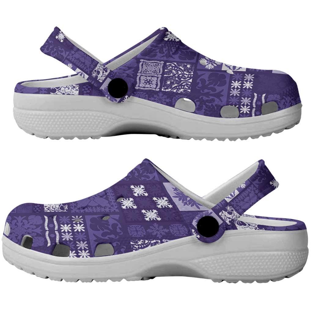 Vintage Hawaiian Quilting Patterns Clogs Shoes Purple Style Tribal Fabric Patchwork - Polynesian Pride