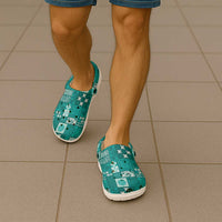 Vintage Hawaiian Quilting Patterns Clogs Shoes Turquoise Style Tribal Fabric Patchwork - Polynesian Pride