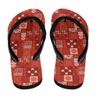 Vintage Hawaiian Quilting Patterns Flip Flops Red Style Tribal Fabric Patchwork - Polynesian Pride