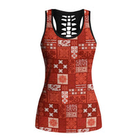 Vintage Hawaiian Quilting Patterns Hollow Tank Top Red Style Tribal Fabric Patchwork - Polynesian Pride