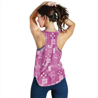 Vintage Hawaiian Quilting Patterns Women Racerback Tank Pink Style Tribal Fabric Patchwork - Polynesian Pride