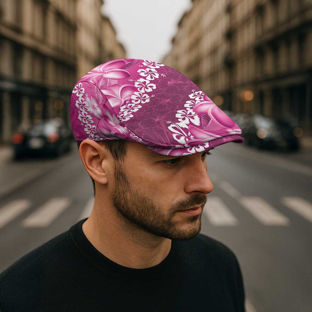Vintage Pink Polynesia Jeff Hat Plumeria With Hibiscus Tropical Vibes - Polynesian Pride