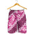 Vintage Pink Polynesia Shorts for Men Plumeria With Hibiscus Tropical Vibes - Polynesian Pride