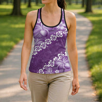 Vintage Purple Polynesia Hollow Tank Top Plumeria With Hibiscus Tropical Vibes - Polynesian Pride