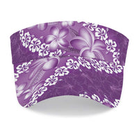 Vintage Purple Polynesia Sun Visor Cap Plumeria With Hibiscus Tropical Vibes