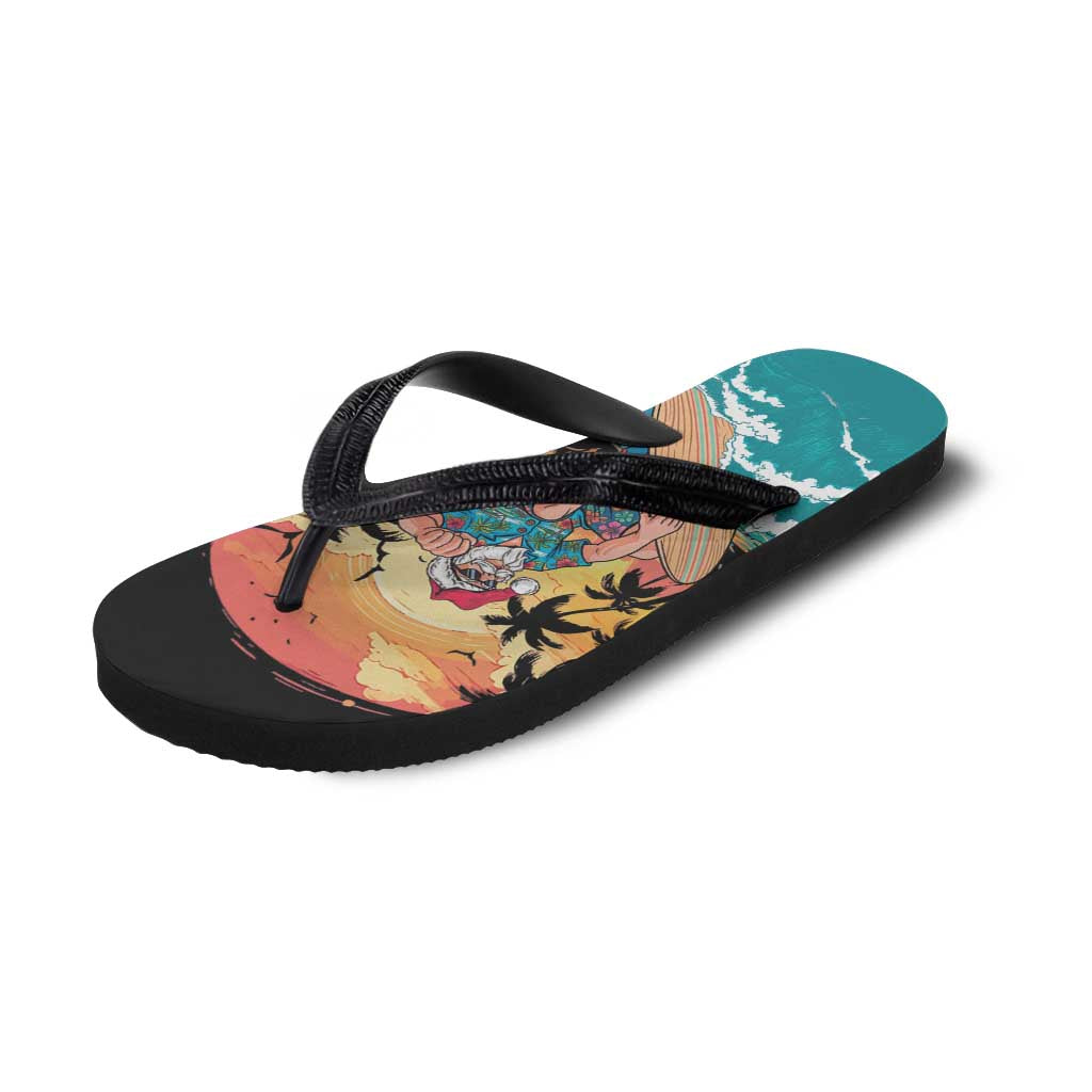 Vintage Santa Claus Surfing Summer Flip Flops Mele Kalikimaka i Iulai!