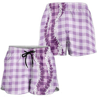 Violet Hawaii Palaka Shorts for Women Hawaiian Honohono Lei