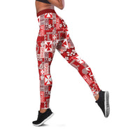Wallis Et Futuna Kilisimasi Fiefia Leggings Pacific Patchwork Xmas Vibes - Polynesian Pride