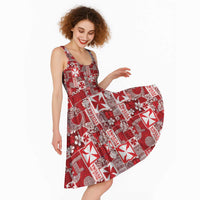 Wallis Et Futuna Kilisimasi Fiefia Midi Dress Pacific Patchwork Xmas Vibes - Polynesian Pride