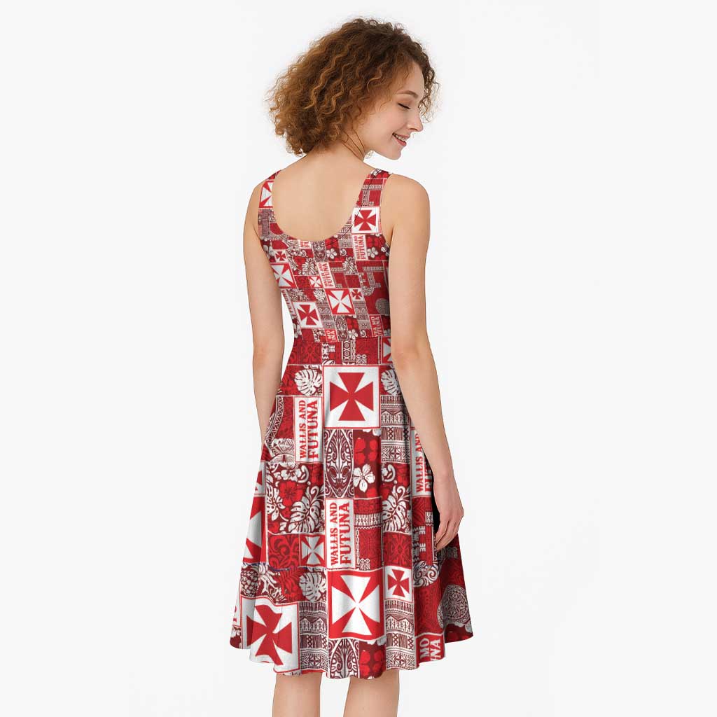 Wallis Et Futuna Kilisimasi Fiefia Midi Dress Pacific Patchwork Xmas Vibes - Polynesian Pride