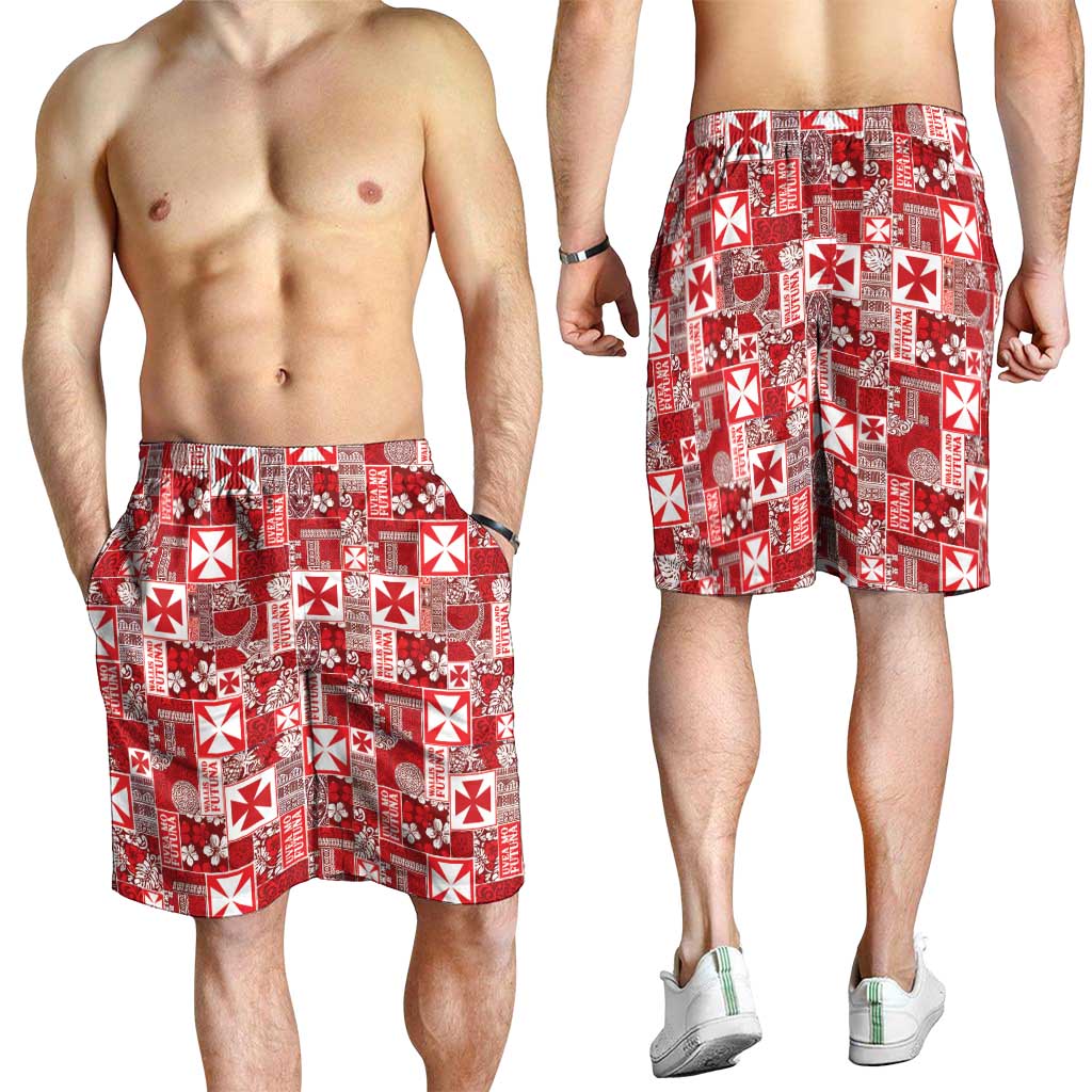 Wallis Et Futuna Kilisimasi Fiefia Shorts for Men Pacific Patchwork Xmas Vibes - Polynesian Pride