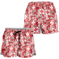Wallis Et Futuna Kilisimasi Fiefia Shorts for Women Pacific Patchwork Xmas Vibes - Polynesian Pride