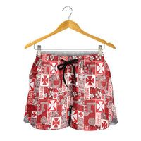 Wallis Et Futuna Kilisimasi Fiefia Shorts for Women Pacific Patchwork Xmas Vibes - Polynesian Pride