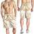 White and Gold Polynesia Shorts for Men Plumeria Tattoo With Polynesian Pattern - Polynesian Pride